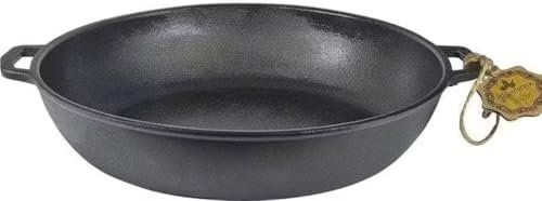 Maysternya Gusseisen BBQ Pfanne Ø24 cm – Grillpfanne aus massivem Gusseisen – Für BBQ, Smoker & Outdoor-Küche – Ofenfest, Hitzebeständig & Robust – Matt Schwarz