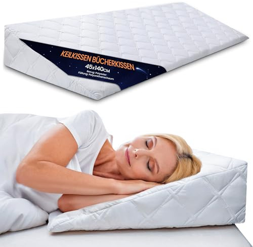 Totsy Baby Cuscino Antireflusso Adulti & a Cuneo per Letto 45x120 cm - da Lettura Triangolare Schienale Letto – Cuscino Reflusso Rialzo per Leggere a Letto Fodera Lavabile Oeko-Tex