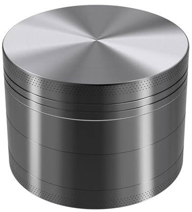 KitchenBoss Grinder Metal Mini Grinder Polinizador 4.9cm Grinder Metálico Manual, Greenders con Utensilios de Limpieza (Niquel-Negro)