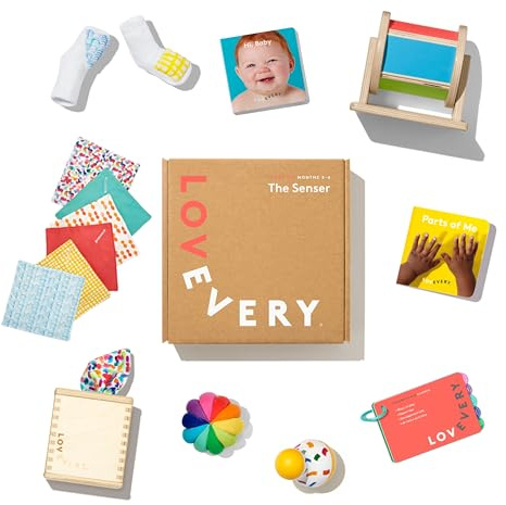 LOVEVERY, The Senser Play Kit + Bonus Book, Baby Development Toys and Gift, Newborn Essentials Including Toys for Tummy Time and Gross Motor Skills, 5-6+ Months