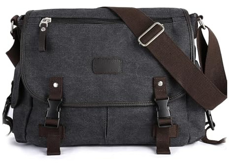 LIUHLFSR Vintage Satchel Handtaschen Große Kapazität Messenger Handtaschen Laptop Tasche Verstellbarer Riemen for Schule Arbeit Geeignet Für Arbeit Und Schule, Geschäftsreisen, R(Black)