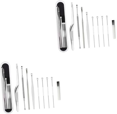 VALICLUD 16pcs Earwax Removal Tool Set Kit Includes Ear Cleaning Tweezers Picks and Storage Box for Earwax Removal