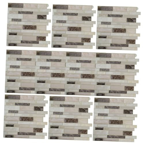 HOMSFOU Lot De 10 Panneaux Muraux De : 30,5 x 30,5 cm, Autocollants Imperméables En Marbre, En Pvc, Pour Salle De Bain Et Cuisine.