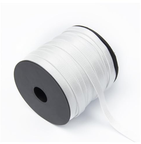 Hrlace Cinta elástica de 10 m para coser, banda de goma elástica, fina, banda elástica para manualidades, manualidades, ropa interior, tirantes de sujetador, ropa, cinturón, color blanco, 0,6 cm