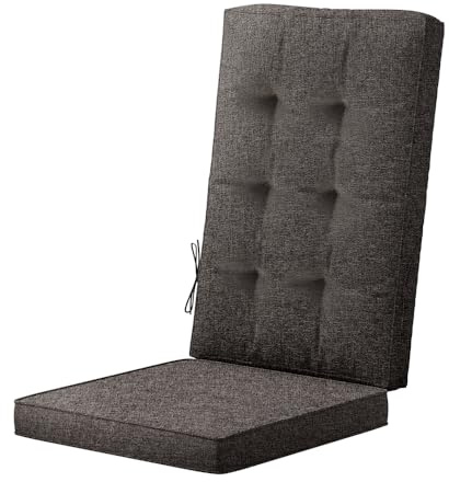 DHYGOTFUR 46x18 Outdoor High Back Chair Cushions | Waterproof & UV-Resistant Patio Furniture Pads | Tufted with Ties | Perfect for Dining & Rocking Chairs (Grayish Black)