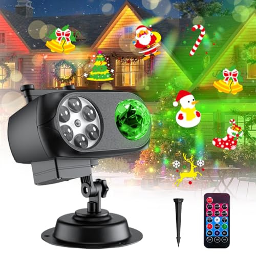 Christmas Projector Lights Outdoor, Led Holiday Projector with Remote | IP44 Waterproof Outdoor Indoor Holiday Projection Lamp Decoration for Party,Yard, Garden, Indoor [Energy Class A]