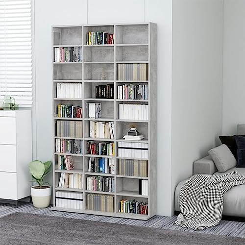 Frdhee Regalschrank Kinderschrank,CD-Schrank Betongrau 102x16x177,5 cm Holzwerkstoff,Schränke für Wohnzimmer,Schlafzimmer,Büro,Kinderzimmer