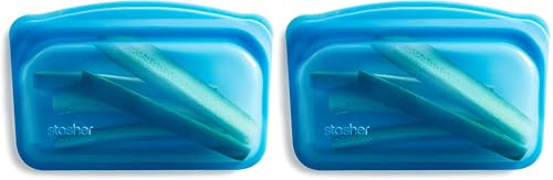 Stasher Premium Silicone Réutilisables Sac Myrtille, Snack Bag, Stockage des Aliments, Sac à Snacks, Durable, Résistant au Four, Lave-Vaisselle & Congélateur, Écologique, 355 ml (Lot de 2)