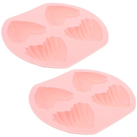 ELAYARD 2 Pieces Nonstick Heart Shape Silicone Madeleine Baking Molds Set, Pink Cake Pans for Oven Cupcake Bakeware, Home Use Love-Shaped Cake Pans