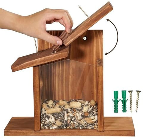 Langlebiges Eichhörnchenhaus | Abnehmbare Dach-Futterbox für Eichhörnchen, Streifenhörnchen, Gartendekoration, einfach zu befüllen, Maisstation, Hinterhof, Terrasse, Hof, freundlich, stabiles