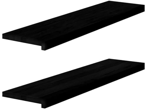 Decorazione per davanzale della finestra, 2 pezzi, marrone scuro, 100 x 25 x 2 cm, legno massello di quercia, davanzale per soggiorno