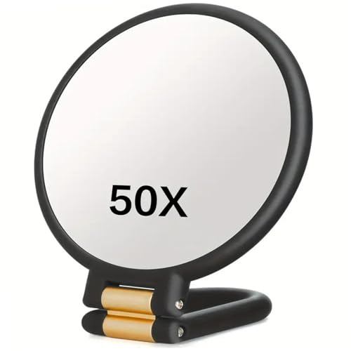 Ngbbby Espejo de Aumento 50X, Espejo de Maquillaje con Aumento de Doble Cara, Mano para Maquillaje, Viaje de Mano