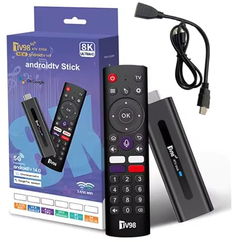 TV Stick 4K 2GB + 16GB Controllo vocale 4 app Clic BT5.0 H313 WiFi5 Dual 2.4G/5G Quad-Core 64bit HDR10+ Ultra USB HD Smart TV..