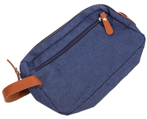 JOINPAYA Bolsa de Aseo para Hombre Viaje, Neceser Grande Nylon Resistente Azul Oscuro, Organizador Portátil Compartimentos Secos y Húmedos, Bolsa de Tocador para Artículos de Higiene