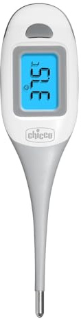 Chicco Termometro Digitale, Termometro Febbre Digitale per Neonati e Bambini, Con Sonda Flessibile, Adatto alla misurazione notturna, Modalità Silenziosa, Display Luminoso, Spegnimento automatico