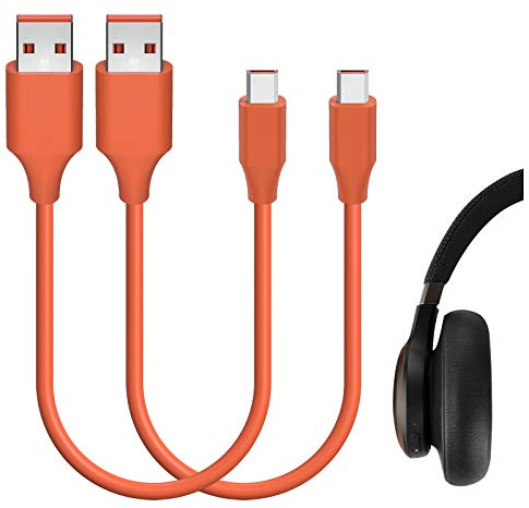 Geekria QuickFit Micro-USB Auriculares Cable Cargador,Compatible con JBL Live 400BT, 500BT Charger,USB to Micro-USB Cable de Carga de Repuesto(1 ft / 30 cm 2 Pack)