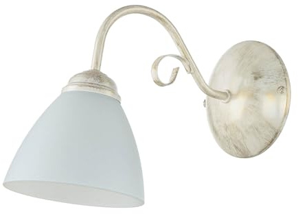Licht-Erlebnisse Wandleuchte LIRLIN aus Metall & Glas in Shabby Chick weiß E27 blendarm H:23cm Landhaus Wandlampe für Wohnzimmer Schlafzimmer Flur Treppenhaus