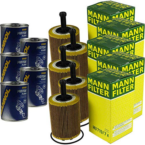 MANN Lot de 5 filtres à huile HU 719/7 x + 5 x rinçage moteur SCT