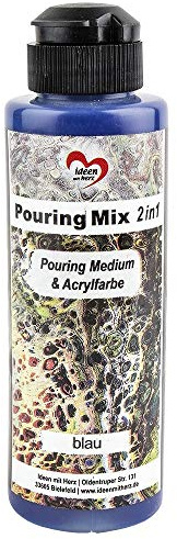 Ideen mit Herz Pouring Mix 2in1 | Pouring Medium & Acrylfarbe | 180 ml | kein weiteres Mischen mit Fluid, Medium oder Silikonöl erforderlich (blau)