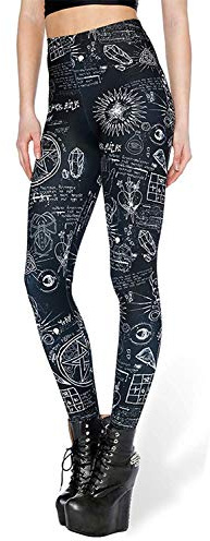 Fioeyr Stretch-Leggings für Damen, volle Länge, elastische Leggings, Strumpfhose, Workout, Fitnessstudio, Yoga, dehnbare Hose, Geometrische Muster, Einheitsgröße