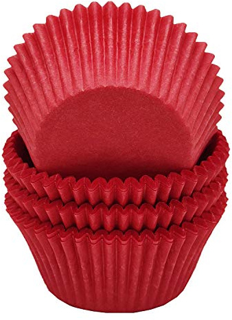 Mombake Premium Red Greaseproof Cupcake Cases Muffin Paper Baking Cups Standard Size, 100-Count