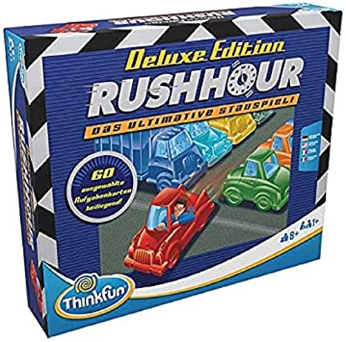 ThinkFun 76440 - Rush Hour - Das bekannte Stau-Spiel in der Deluxe Edition mit Fahrzeugen in Metalloptik, Logikspiel für Erwachsene und Kinder ab 8 Jahren