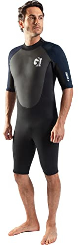 GUL Combinaison de Plongée Shorty G-Force 3mm Back Zip Homme Navy - Easy Stretch - Panneaux 80% D-Flex pour la durabilité
