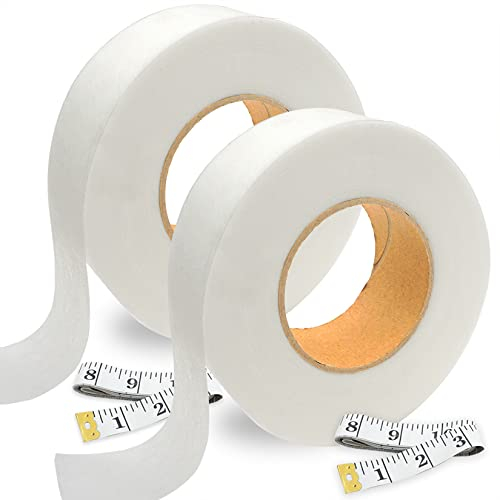 Tuloka 2er-Pack Saumband, 128m Aufbügeln Saumklebeband Hem Tape mit Maßband, für Vorhang Jeans Säume Hose Kleidung, 64m Länge 2,5cm Breite