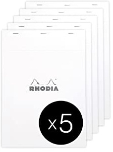 Rhodia 18201Cpack de 5 Bloc Agrafé N°18 White A4 Petits Carreaux 80 f