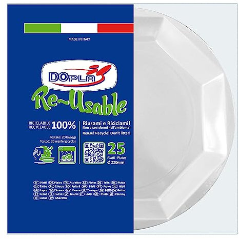 Doplà Blanco plano hondo d220 25 unidades octogonales