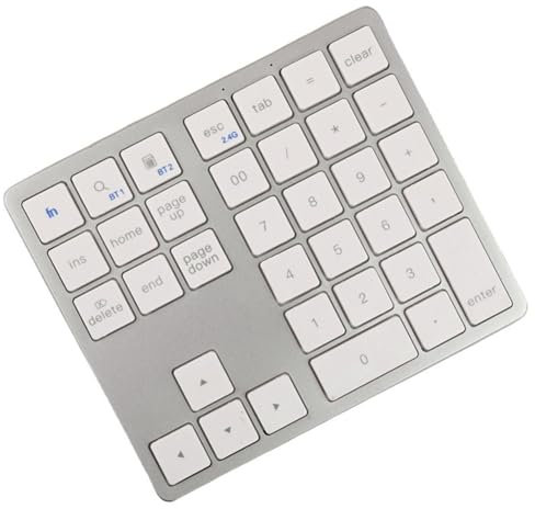Okeeyseda Teclado Numérico Bluetooth 2.4G Teclado Numérico Inalámbrico Ultrafino Teclado Numérico Recargable USB para iOS Android Ventana