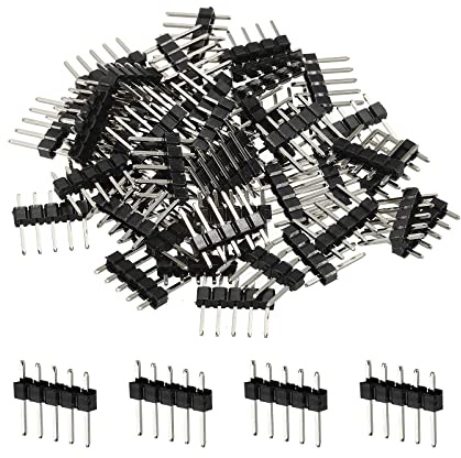 PATIKIL 50 Stück Stiftsenleiste, 5Pin Buchsenleiste Einreihig Gerade Nadel 2.54mm Stichabstand für Computer und Steckbrett Leiterplatten