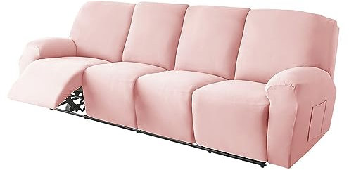 Highdi Stretchhusse für Relaxsessel Komplett Sesselschoner, Stretch Relaxsessel Bezüge - Einfarbig Elastisch Sesselbezug für Fernsehsessel Liege Sessel (Rosa,4 Sitzer)