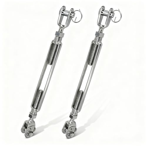 2-PCS 1/2Jaw & Jaw Turnbuckle,M12 Open Body Turnbuckles 304 Stainless Steel,Heavy Duty Turnbuckles 2200lbs Working Load for Shade Sail,Cable Tightener,Zipline, Boat and Wire Rope Cable Tension