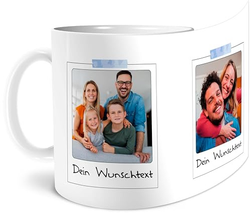 OWLBOOK® Personalisierte Geschenke Tasse personalisiert | Tasse mit Foto selbst gestalten | Fototasse mit 2 Fotos Bildern | Polaroid