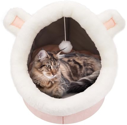 DingGreat Kuschelhöhle Hund, Schlafsack Katze, Katzenbetten Für Hauskatzen, Katzenhaus Mit Waschbaren Kissen, Weiches Und Flauschiges Katzenzelt Für Kleine, Mittelgroße Haustiere-S