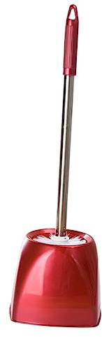 Ciieeo Brosse De Toilette Inoxydable Carrée Rouge Vin Support Robuste, Poils Durs, Manche Long, pour Nettoyage Hygiénique Salle De Bain, Rangement Pratique
