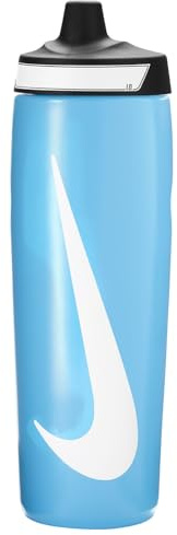 NIKE Refuel Bottle, 24 OZ Sportflasche, BPA-frei, luftdicht (Baltic Blue/Black/White)