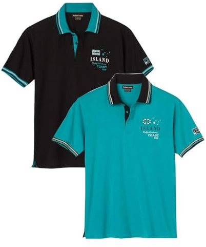 ATLAS FOR MEN - 2er-Pack Herren-Poloshirts - Kurze Ärmel - Verfügbar in großen Größen von M bis 5XL