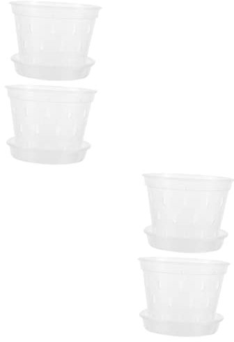 BESPORTBLE 4juegos Macetas Transparentes De Plástico para Orquídeas con Plato Contenedores Transpirables y Drenaje para Jardín Interior y Exterior