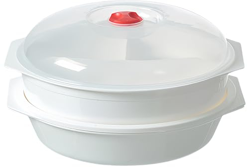 MEGYAD 2 Piatti per Microonde con Coperchio, 2 Scomparti con Ventilazione, Contenitori per Alimenti Senza BPA per Riscaldare