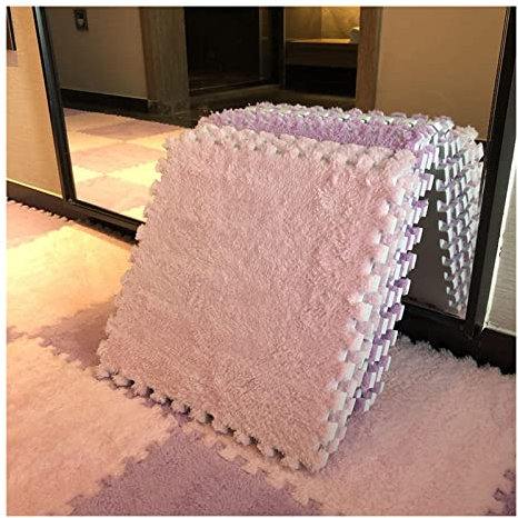 20 Stück 30 x 30 cm ineinander greifende Schaumstoffmatten, Plüschmatte, flauschige Teppichfliesen, Plüsch-Teppich, Schlafzimmer-Bodenfliesen, weiche Spielmatte, Puzzle-Bodenmatte, Dicke: 10 mm