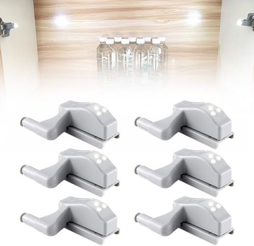 Scharnier LED-Licht, 2024 New Scharnier LED Sensor Licht, Universal Schrank Hinge LED Sensor Light Kleiderschrank LED Scharnier Licht für zu Hause Küche Wohnzimmer (Natürliches Licht, 6 Stück)