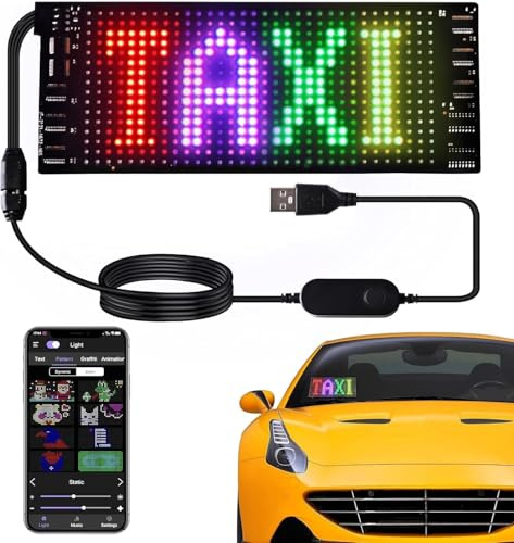 Auto LED Schild - Bluetooth App/Fernbedienung Flexible Programmierbare Auto LED Innenleuchten USB 5V Benutzerdefinierte Text Muster Anzeigetafel Matrix Panel Autos Gadgets für Männer für Bar Party