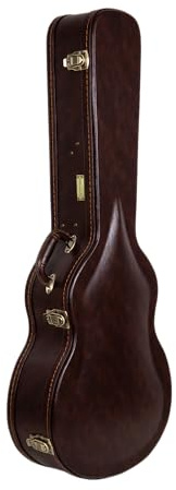 Crossrock Universeller Koffer für Akustikgitarren mit 14 Fret Gibson L-00 & Martin CEO, Edelstahlriegel, Schaumstofffutter, Metallfüße, Stauraum, Vintagebraun (CRW620-L00BR)