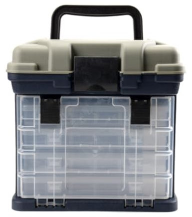 Angelkoffer Toolbox 4-lagige Angelbox Mit Kunststoffgriff, Angelbox, Angelutensilien-Aufbewahrungsbox Werkzeugbox Angelbox(Grey)