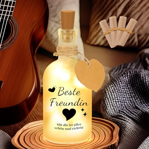 MUCOOS Best Friend Gifts, LED Bottle Light with Saying Illuminated Decorative Bottle with Cork Stopper Bottles Fairy Lights Gift Tags Money Gifts for Birthday Christmas (Best Friend)
