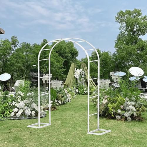 Arche de jardin en métal avec base résistante aux intempéries pour plantes grimpantes, arche blanche solide pour jardin, terrasse, pelouse, support de jardinières, 1,6 x 2,20 m