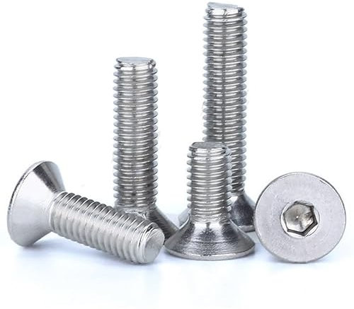 DEPYEE 5/10/15/20/50 Stück M2 M2,5 M3 M4 M5 M6 M8 M10 DIN7991 304 Edelstahl Innensechskant Senkkopfschraube Flachkopfschrauben(45mm,M10 5pcs)