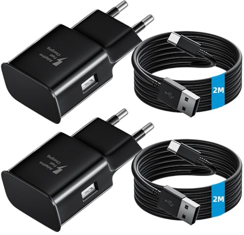 Ladegerät Schnellladegerät für Samsung Galaxy USB C Handy Ladekabel 2M 15W | für Samsung S9 S8 S10 S10+ S10e S21 S20+ S20 A05s A13 A15 A16 A20 A35 A36 A56, 2 Pack